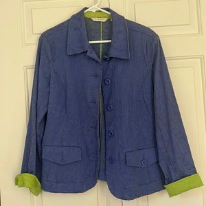 Jacket by Erin London in EUC with purple and lime green accent.